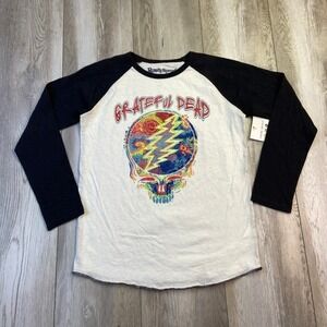 Rowdy Sprout Grateful Dead Shirt Size 12 White Black Raglan Long Sleeve Kids
